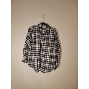Field & Stream Heavyweight Blue and Black Plaid Flannel Shirt Men's Large Cotton